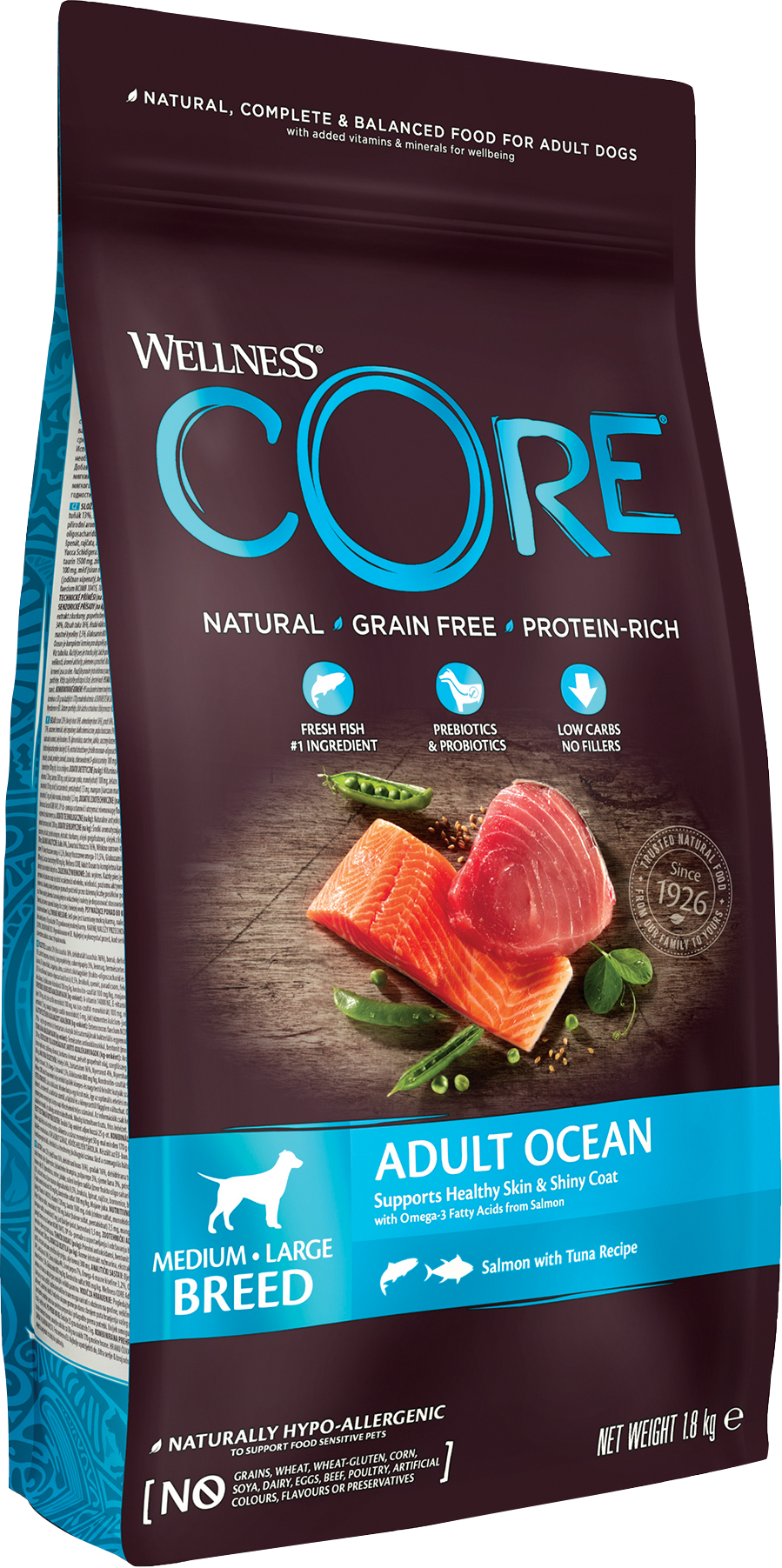 CORE Petfood - Dog Adult Ocean Medium & Large Breed Salmon & Tuna Dry 1,8 kg - Hund - ZOO.se
