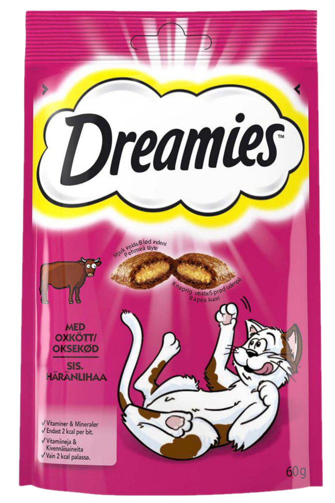 Dreamies - Kattgodis Oxkött 60 gr - Katt - Kattgodis & Kattgräs - Belöningsgodis för katt - ZOO.se