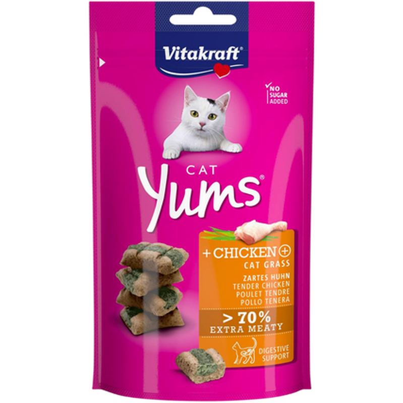 Vitakraft - Cat-Yums Kyckling & Kattgräs 9 x 40 g - Katt - Kattgodis & Kattgräs - ZOO.se