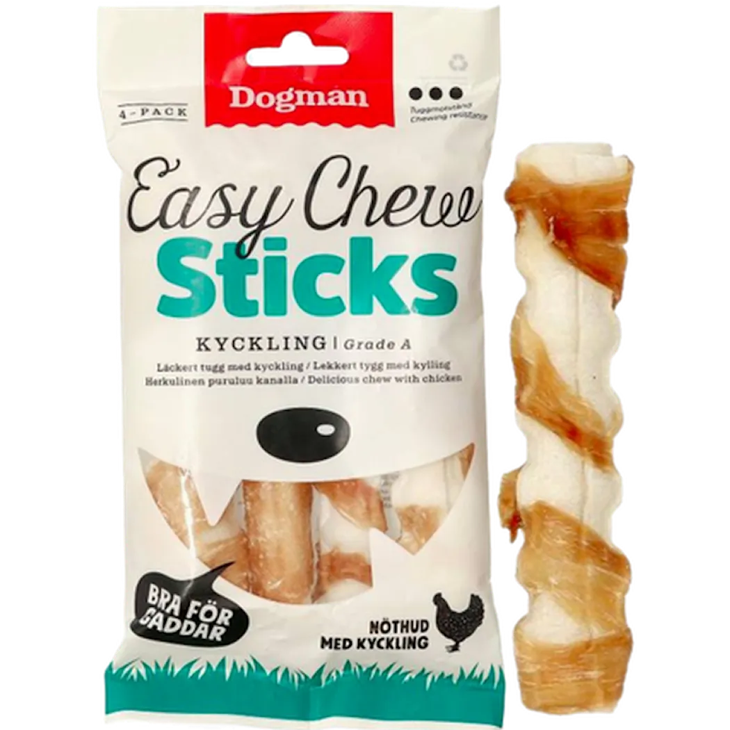 Dogman Easy Chew Sticks kylling, 4-pakning, 150g
