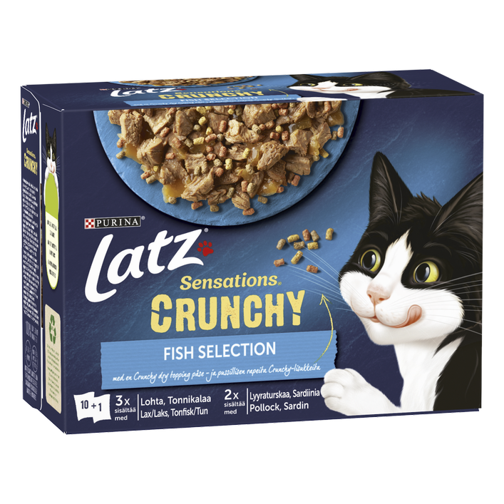 Latz Sensations Crunchy Fish i géle 10 x 85 g - Katt - Kattfoder & kattmat - Blötmat & våtfoder till katt - Purina Latz - ZOO.se