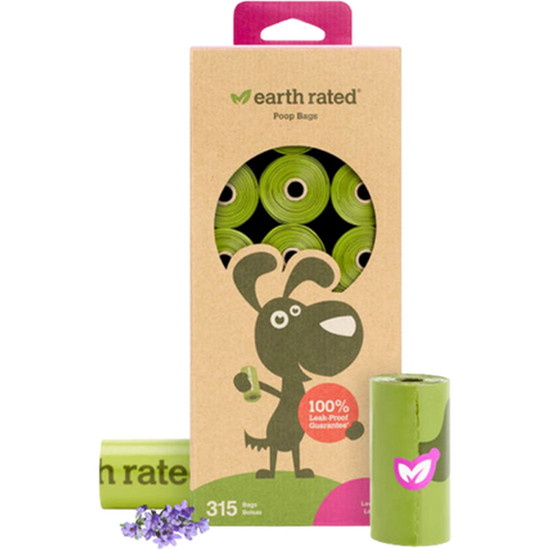 Earth Rated - Eco-Friendly Bags Refill Rolls Lavender Green 15 st x 21 rullar - Hund - ZOO.se