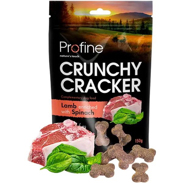 Dog Crunchy Cracker Lam beriket med spinat