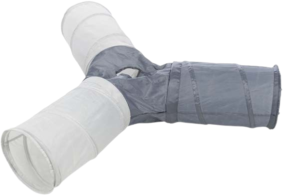 Kattunnel 4vägs, nylon, ø 20 x 50 cm/tunnel, Vit/grå