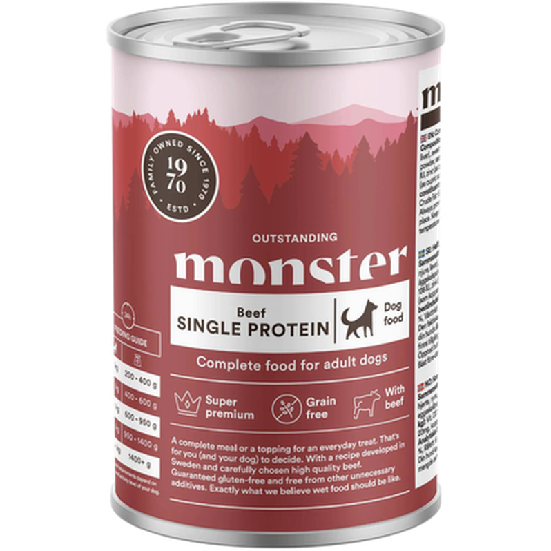 Monster Pet Food - Dog Adult Single Beef Burk 400 g x 6 - Hund - Hundmat & hundfoder - ZOO.se
