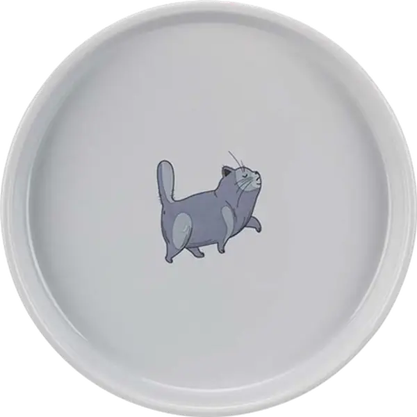 Skål Flat & Wide Cat Ceramic Grey 600 ml
