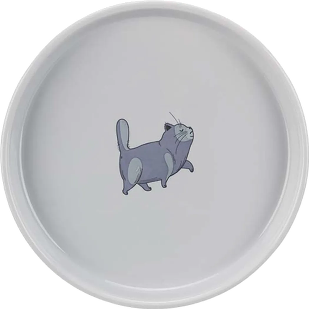 Trixie Bowl Flat & Wide Cat Ceramic Gray 600 ml