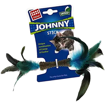Johnny Stick Toy Catnip Feathers