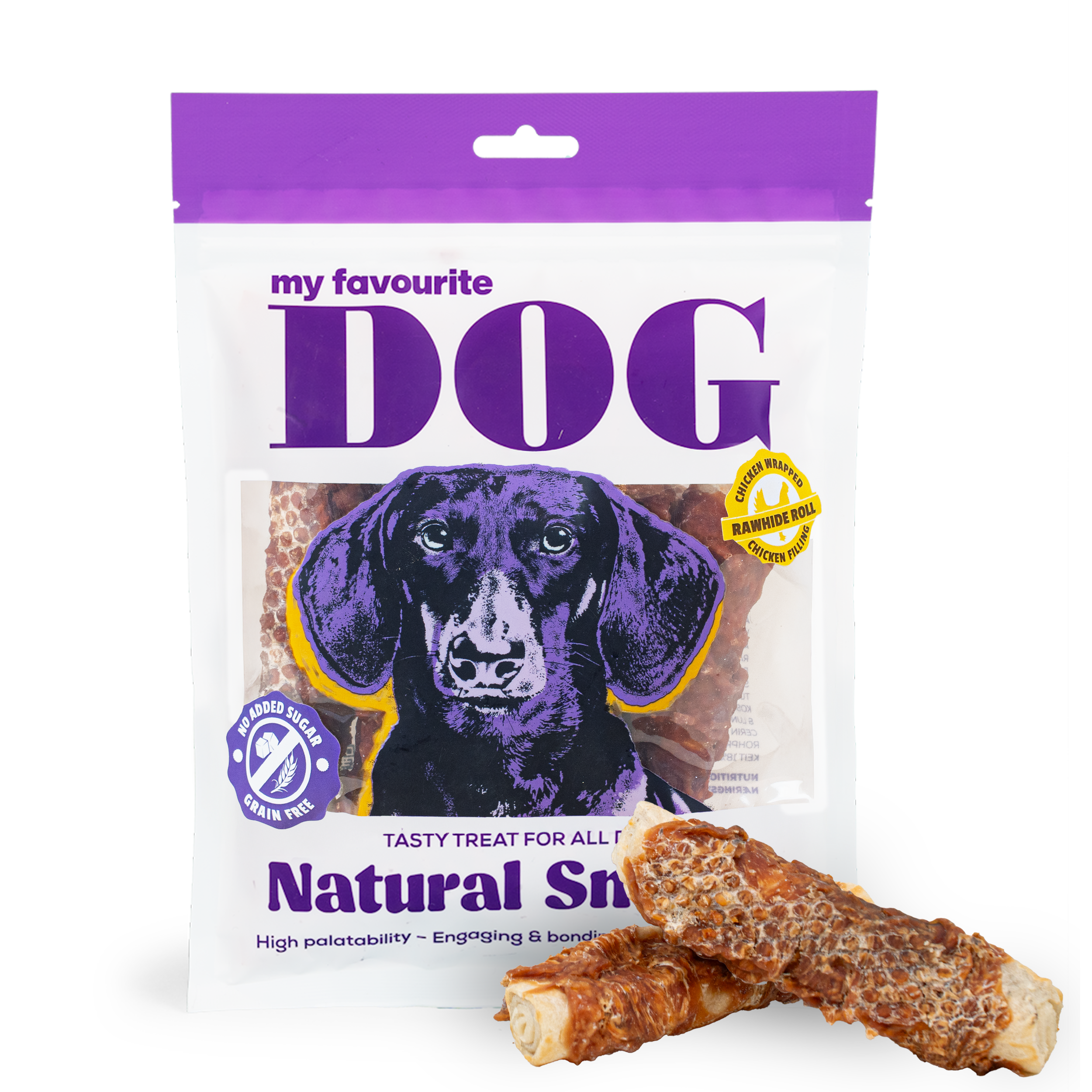 My favourite DOG - Chicken Wrapped Rawhide Roll With Chicken Filling 12 cm, 6-pack, 360g - Hund - ZOO.se