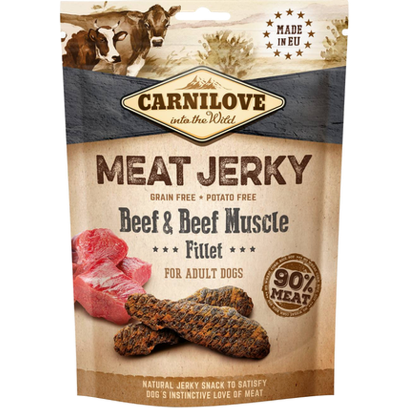 Carnilove - Jerky Beef & Beef Muscle Fillet 100 g - Koirat - Koiran herkut ja puruluut - Luonnonherkut