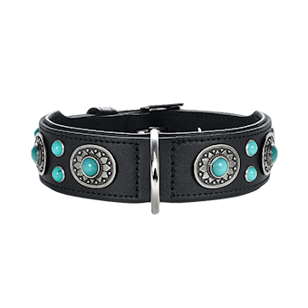 Hunter - Dog Collar Sioux Black/Turquoise S-M 50 - Neck 35-43cm - Hund - ZOO.se