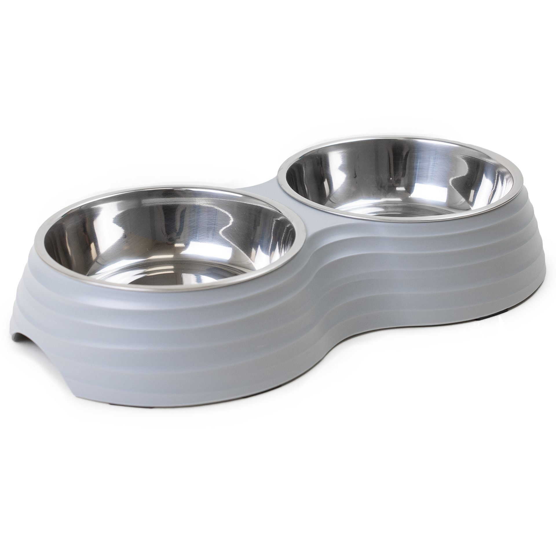 Selected by ZOO - Dobbel matbolle Ripple Grey M 350 ml 32x17,5x6,5 cm - Katt - Matplass og vannfontener for katt - Matbar og stativ - ZOO.no