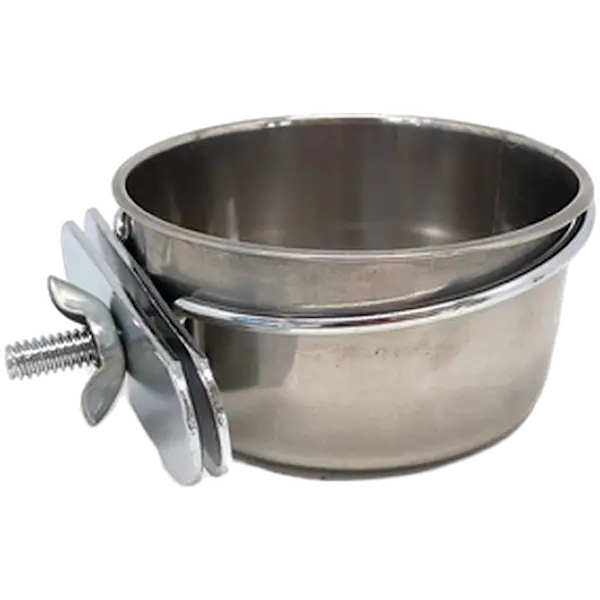 Bird Food & Water Bowl Stainless Steel Screw Gray 850 ml