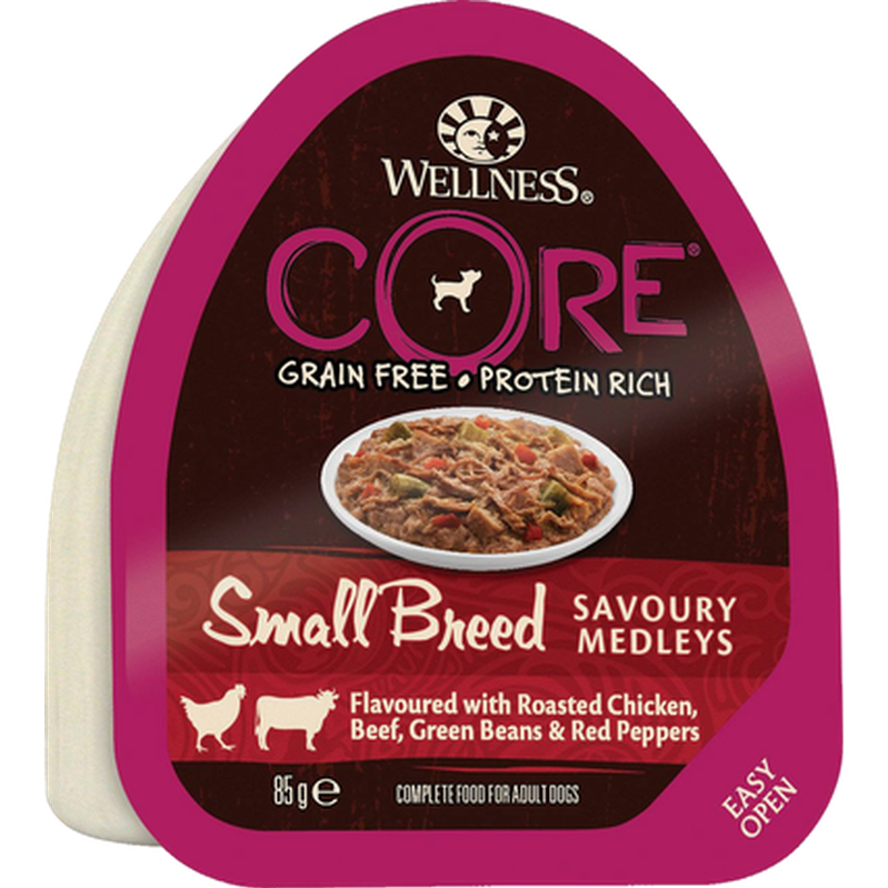Dog Adult Savoury Medleys Small Breed Chicken, Beef, Beans & Pepper Wet 85 g - Hund - Hundmat & hundfoder - Våtmat & Våtfoder för hund - CORE Petfood - ZOO.se