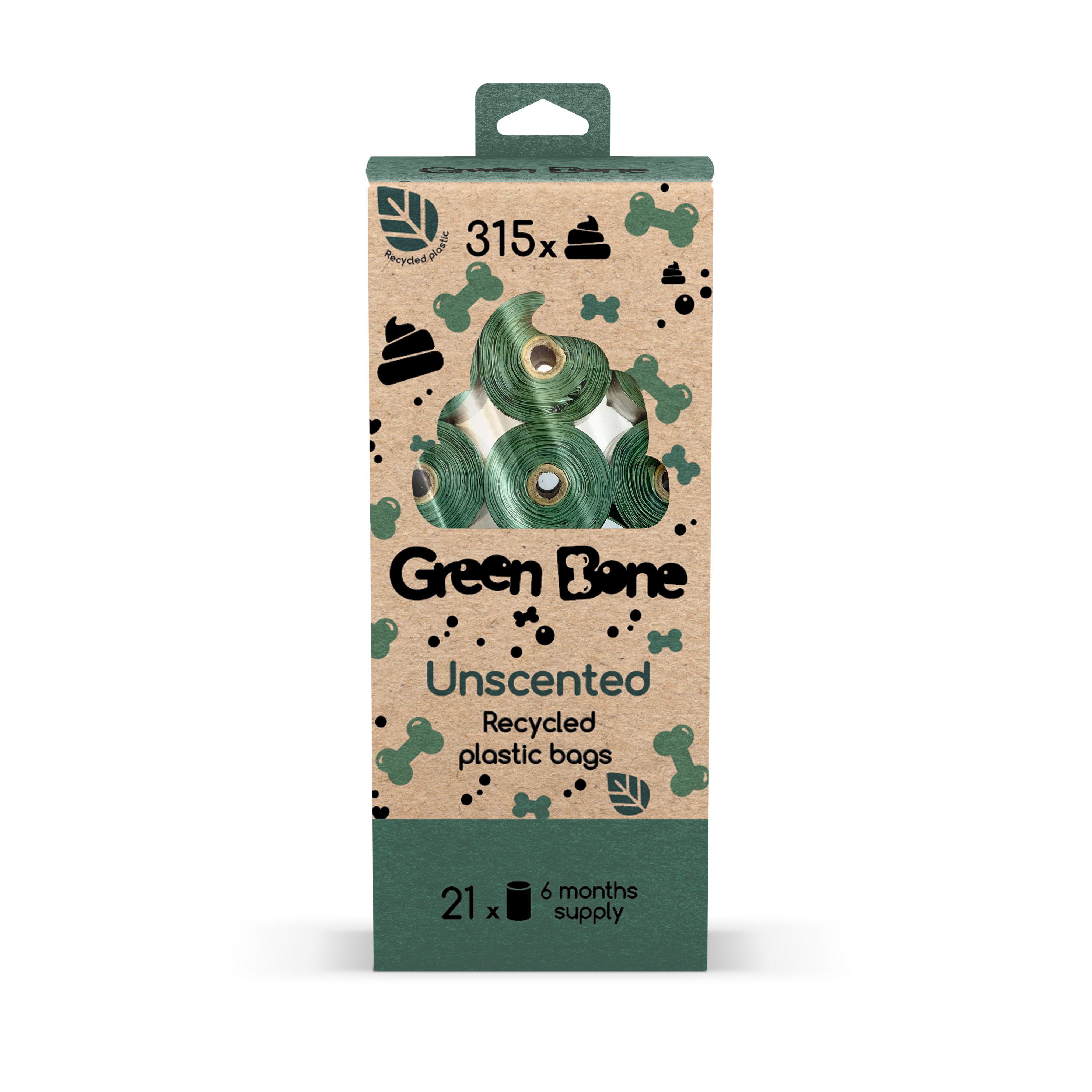 Green Bone Refill Uparfymert 15 biologisk nedbrytbare hundeposer