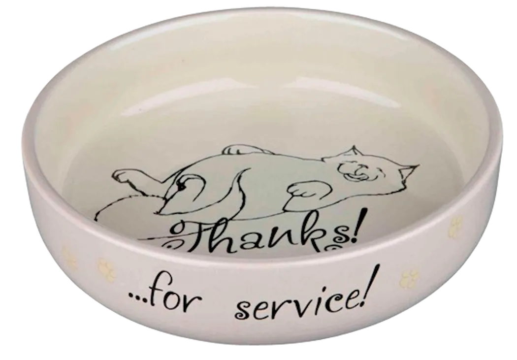 Keramikskål "Thanks for service"för kortnos, 0,3 l/ø 15 cm, bl. färger