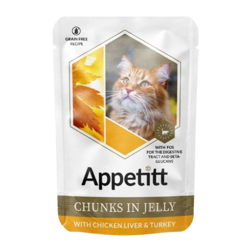 Kycklinglever och kalkon i gelé våtfoder för katter 12 x 85 g