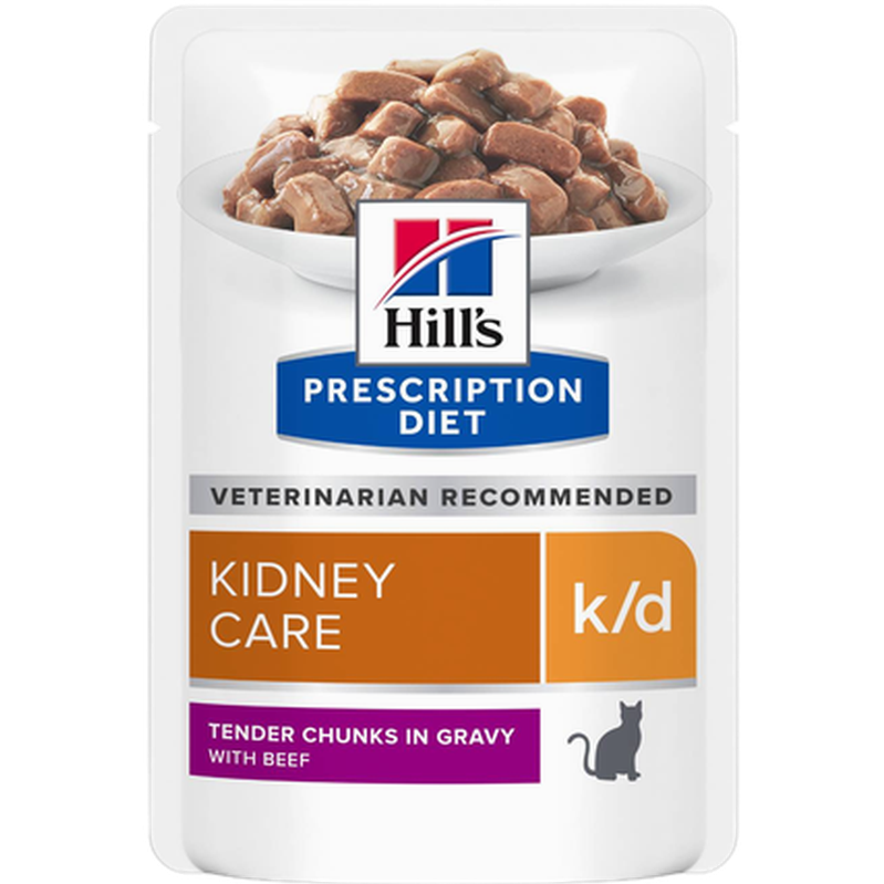 Hill's Prescription Diet Feline - k/d Kidney Care Beef Pouch - Wet Cat Food 85 g x 12 st - Pouch - Katt - ZOO.se