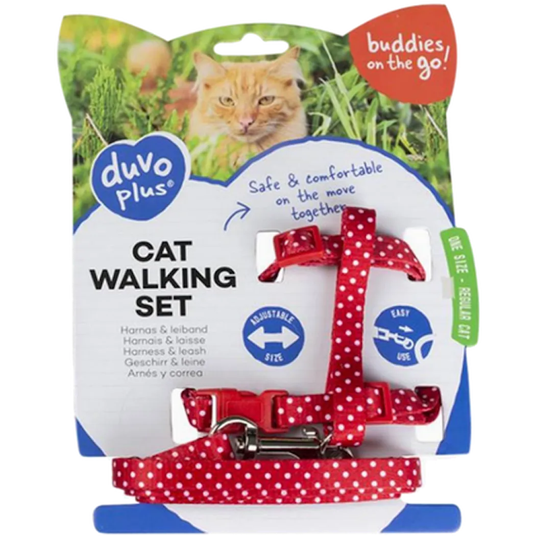Cat Walking Set Dots - Comfortable harness and lead Mix Hals 20-35cm