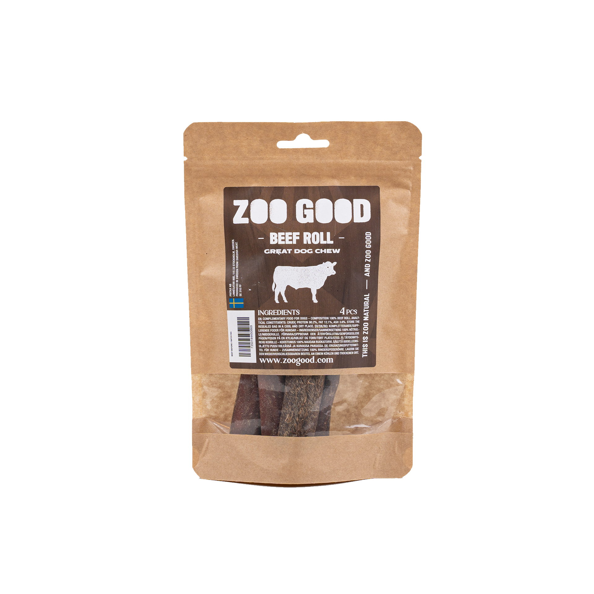 ZOO GOOD - Nötrulle 4-pack - Hund - Hundgodis - Tuggrullar & Tuggpinnar - ZOO.se