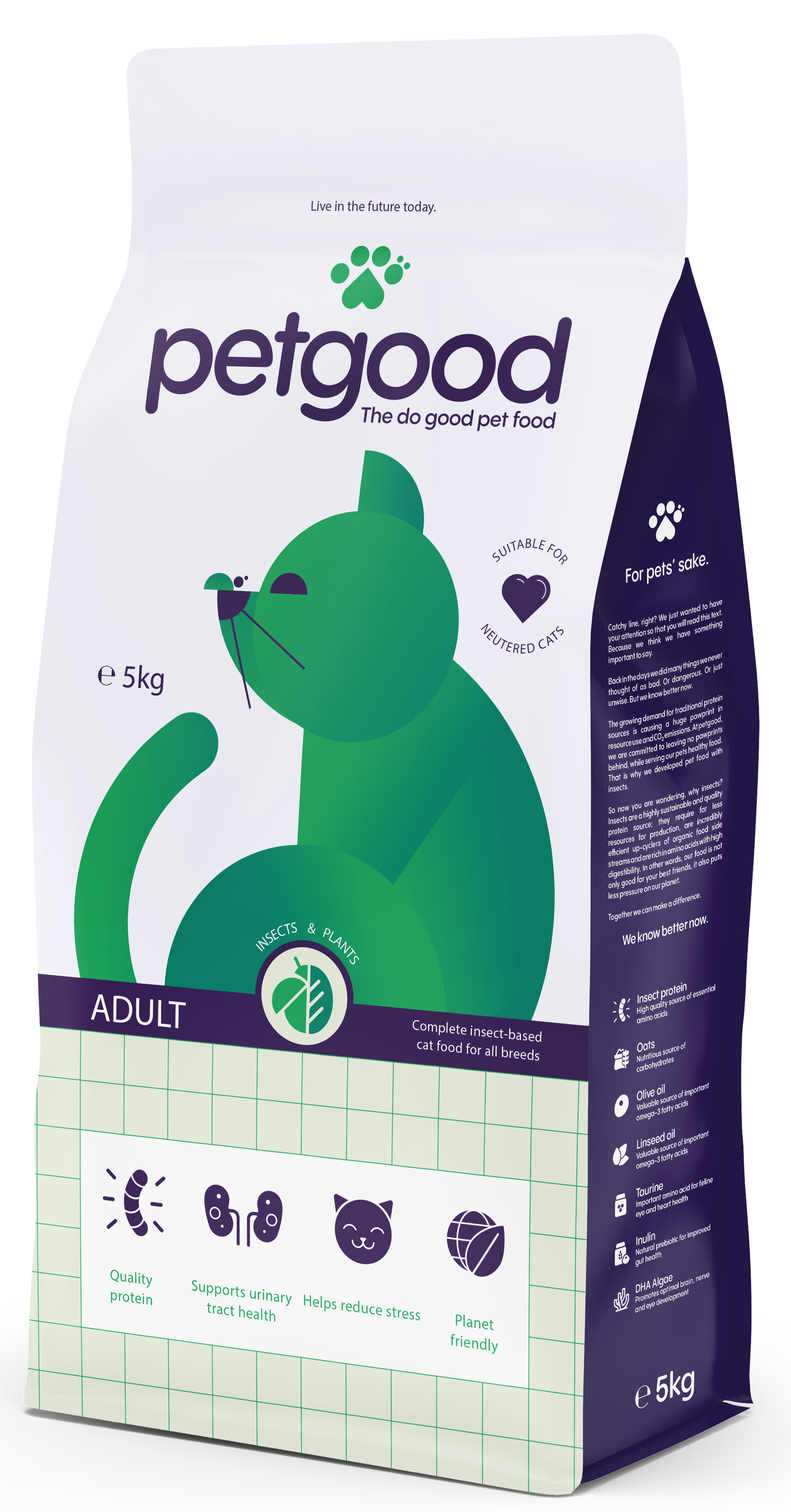 Petgood - Insektsbaserat premiumfoder för vuxna katter, 5kg - Katt - Kattfoder & kattmat - ZOO.se