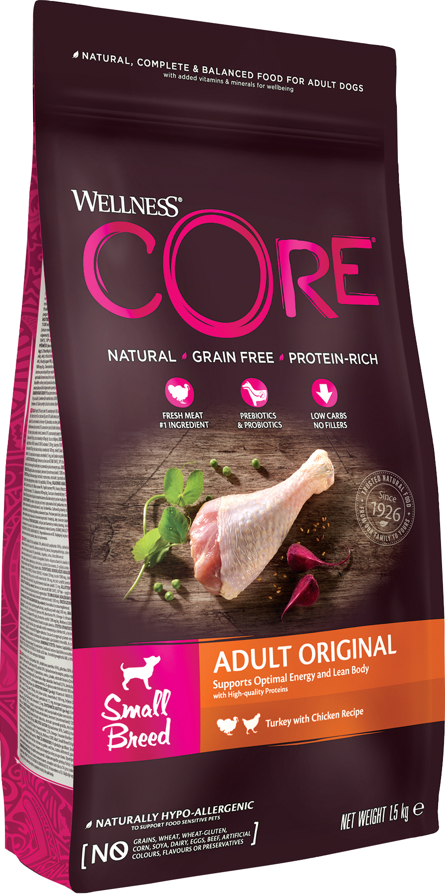 CORE Petfood - Dog Adult Original Small Breed Chicken & Turkey Dry 1,5 kg - Hund - ZOO.se