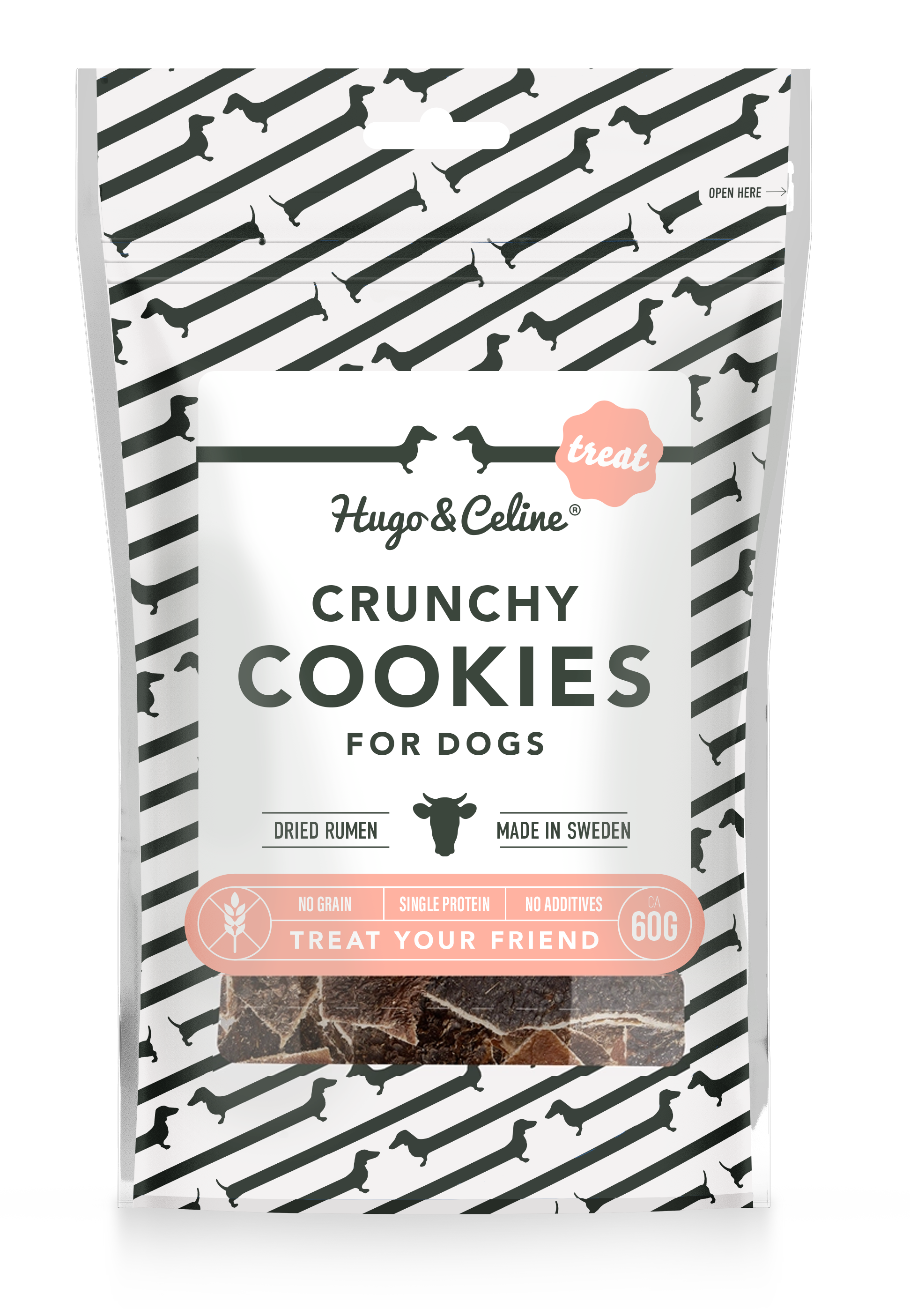 Hugo and Celine - Crunchy Cookies Påse 80 g - Hund - Hundegodbiter & tyggebein - Naturlige godbiter for hund - ZOO.no