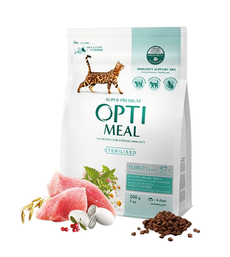 Optimeal - Complete dry pet food for sterilised cats - turkey and oat 1,5 kg - Katt - Kattefôr & kattemat - Tørrfôr for katt - ZOO.no