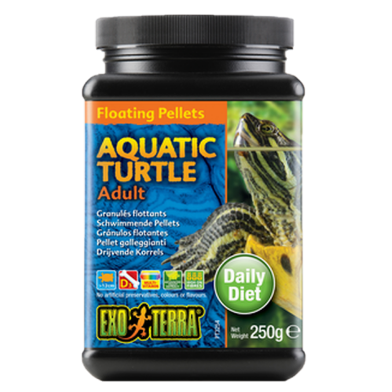 Aquatic Turtle Adult - Floating Pellets Black 250 g - Reptil - Reptilfoder & Reptilmat - Pellets För Reptiler - Exoterra - ZOO.se