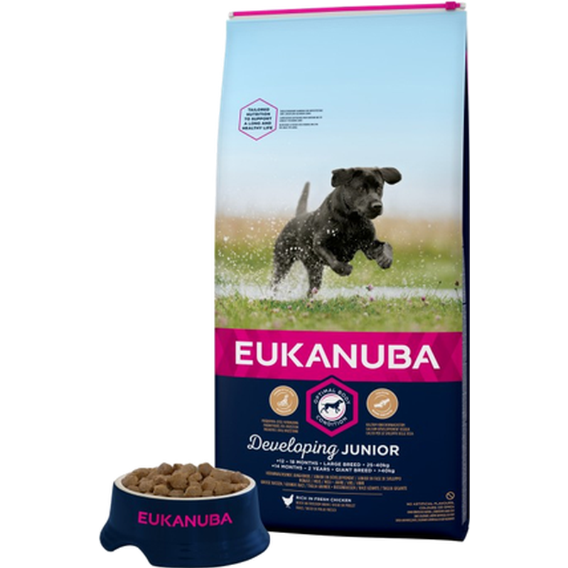 Eukanuba - Dog Junior Large 15 kg - Hund - Hundmat & hundfoder - Torrfoder för hund - ZOO.se