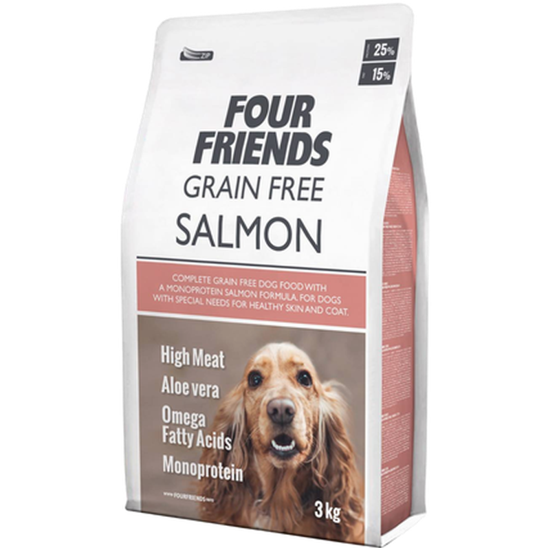 FourFriends - Dog Grain Free Salmon - Derma Coat 3 kg - Hund - Hundmat & hundfoder - ZOO.se