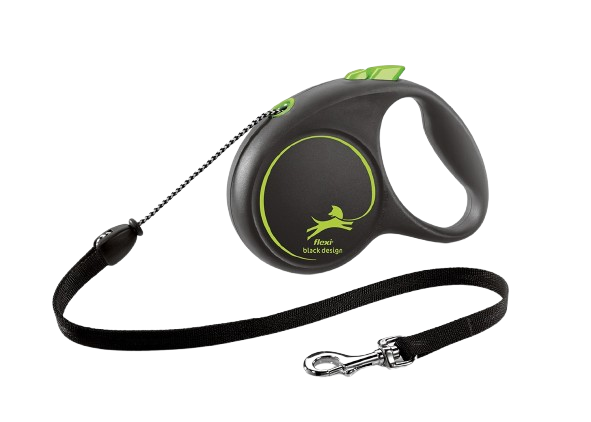 Rullkoppel Black Design Cord, 5m, M, max 20kg, Grön - Hund - Halsband - Flexi - ZOO.se