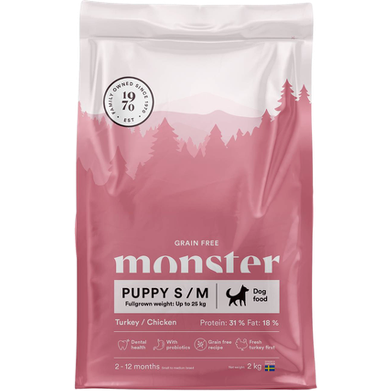 Monster Pet Food - Dog Original Grain Free Puppy S/M Turkey & Chicken 12 kg - Hund - ZOO.se