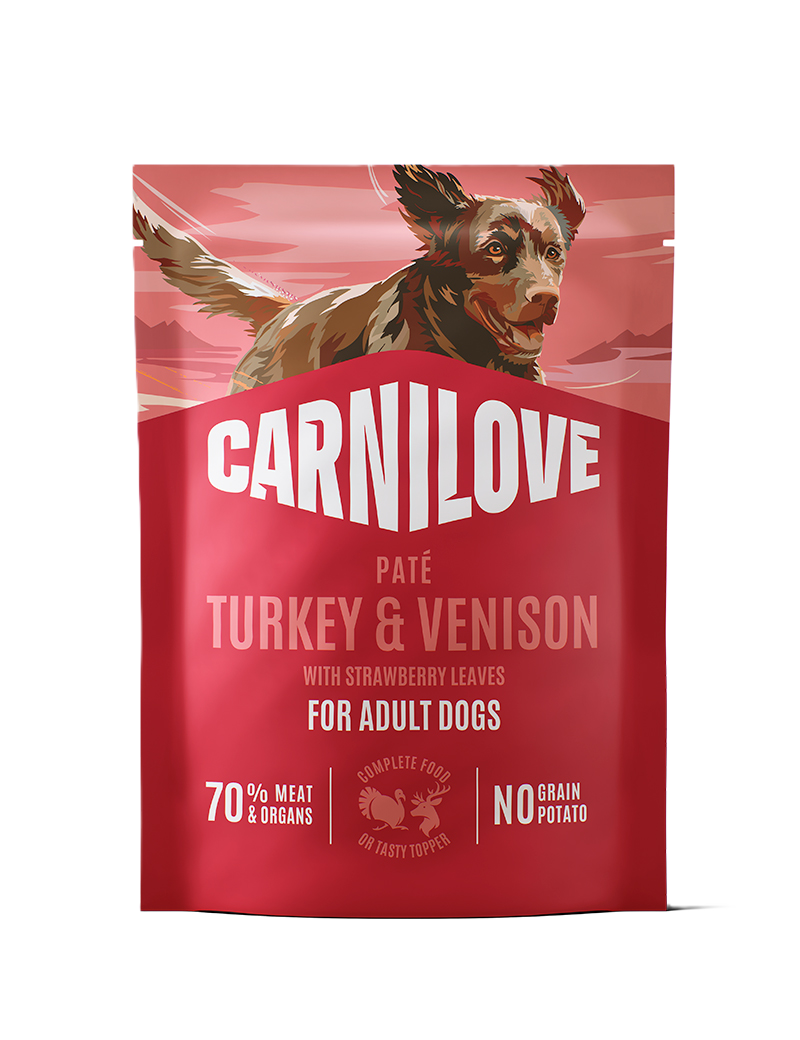 Carnilove Dog Pouch Paté Turkey & Venison with Stawberry Leaves 300g
