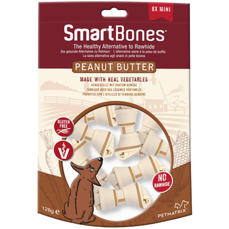 SmartBones® - Peanut Butter Mini 8-Pakkaus - Koirat - Koiran herkut ja puruluut - Koiranluut ja solmuluut
