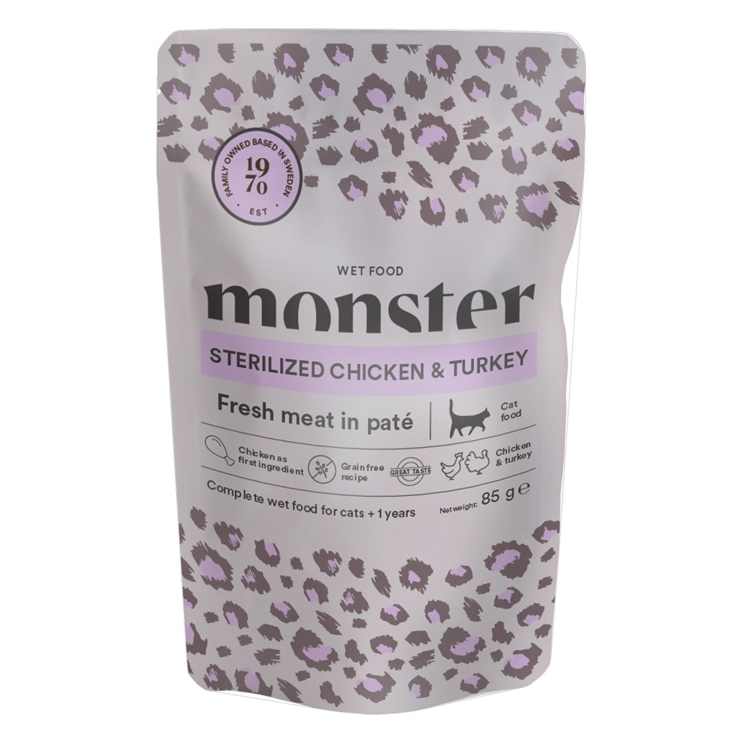 Monster Våtfoder Sterilized Kyckling & Kalkon 85 g - Katt - Kattfoder & kattmat - Blötmat & våtfoder till katt - Monster Pet Food - ZOO.se