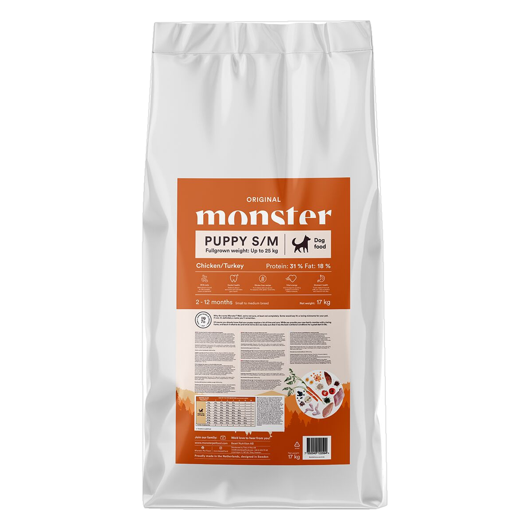 Monster Torrfoder Original Puppy S/M Kyckling & Kalkon 17 kg