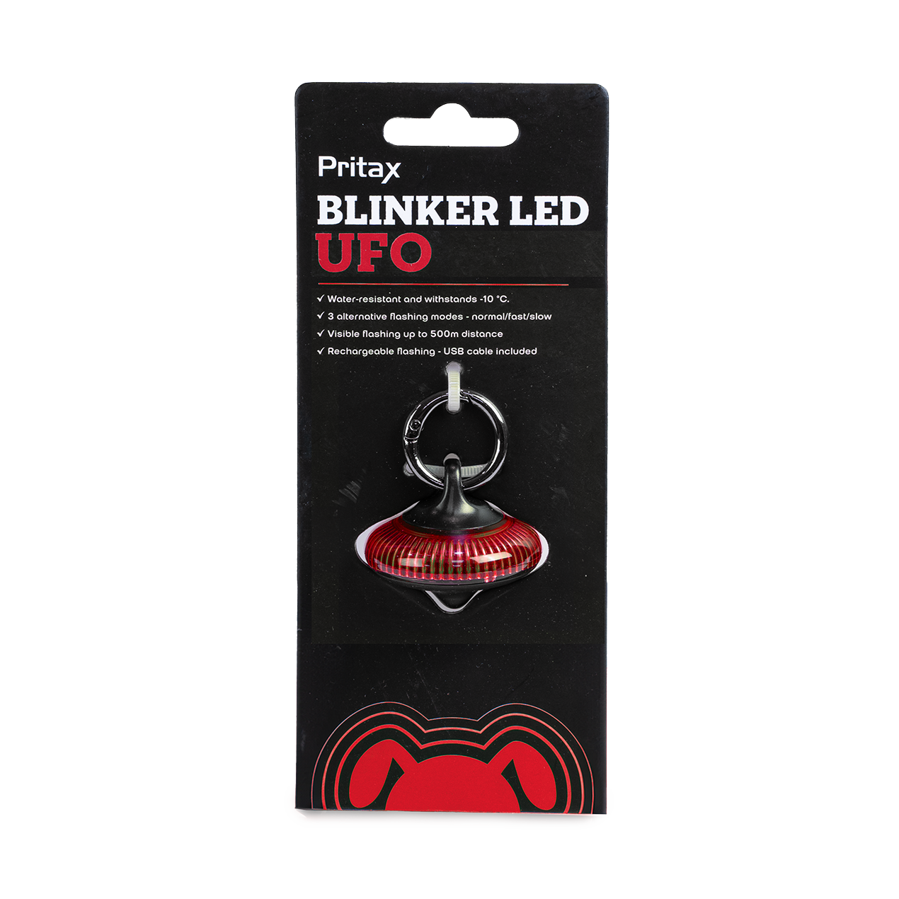 Pritax - Blinkende LED UFO, 5x6,5cm, rød - Hund - Halsbånd - ZOO.no
