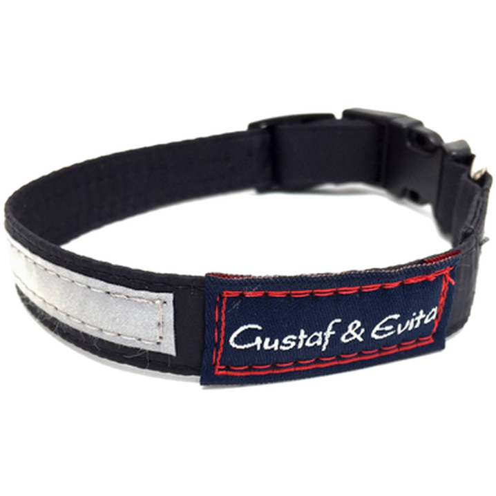 Gustaf och Evita - Koiran Kaulapanta SNK Pikalukitus Reflex Musta 35 cm - Koirat - Kaulapannat