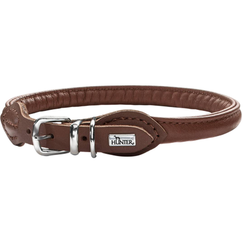 Hunter - Hundhalsband Round & Soft Brun XS-S 35 - Halsmått 28-32cm - Koirat - Kaulapannat
