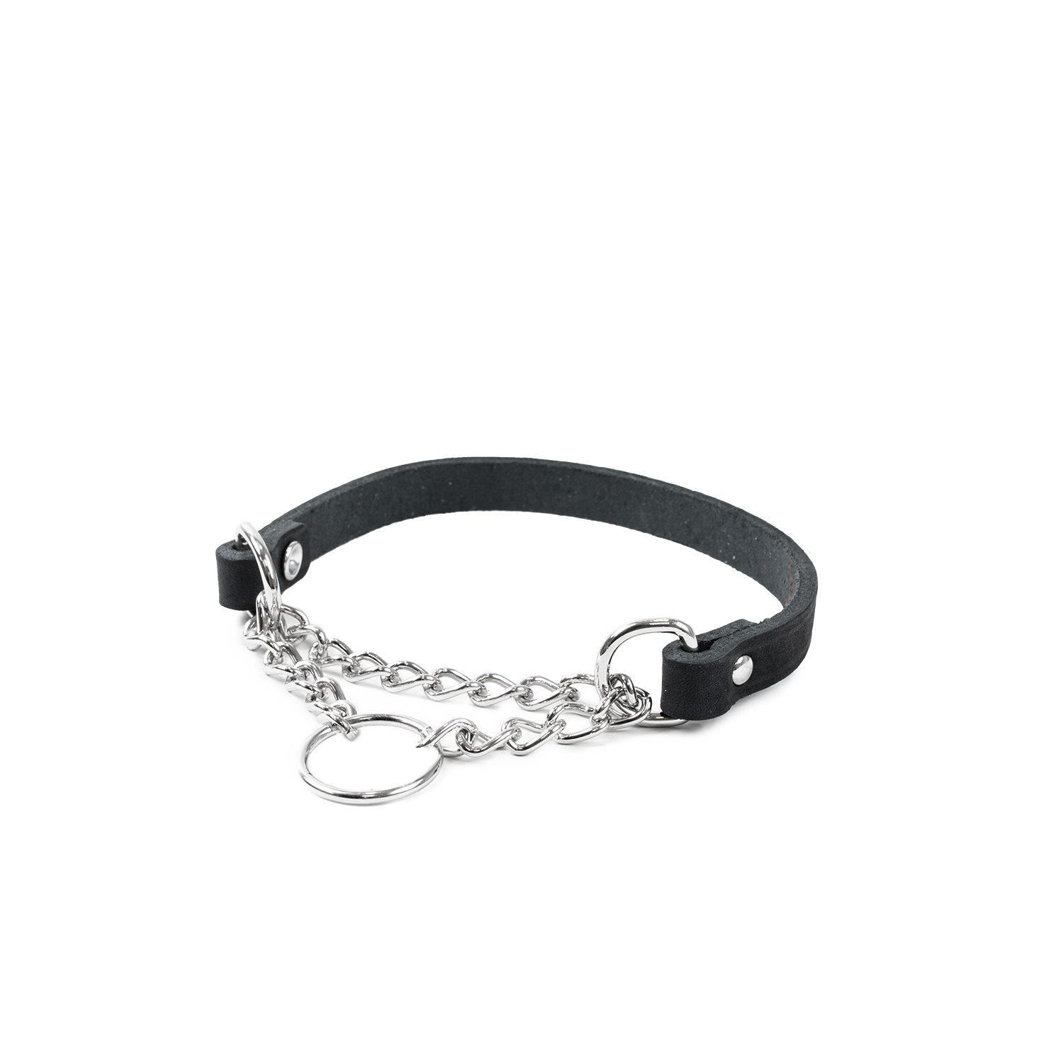 Selected by ZOO - Läderhalsband Hera halvstryp Svart 12 mm x 24-31 cm - Hund - ZOO.se