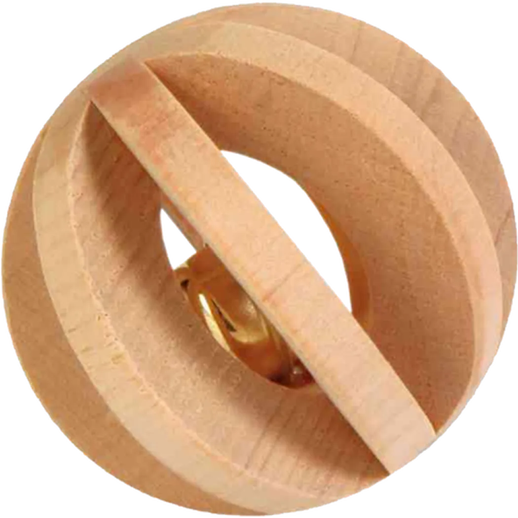Slat Ball Wood with Bell Brown 6 cm