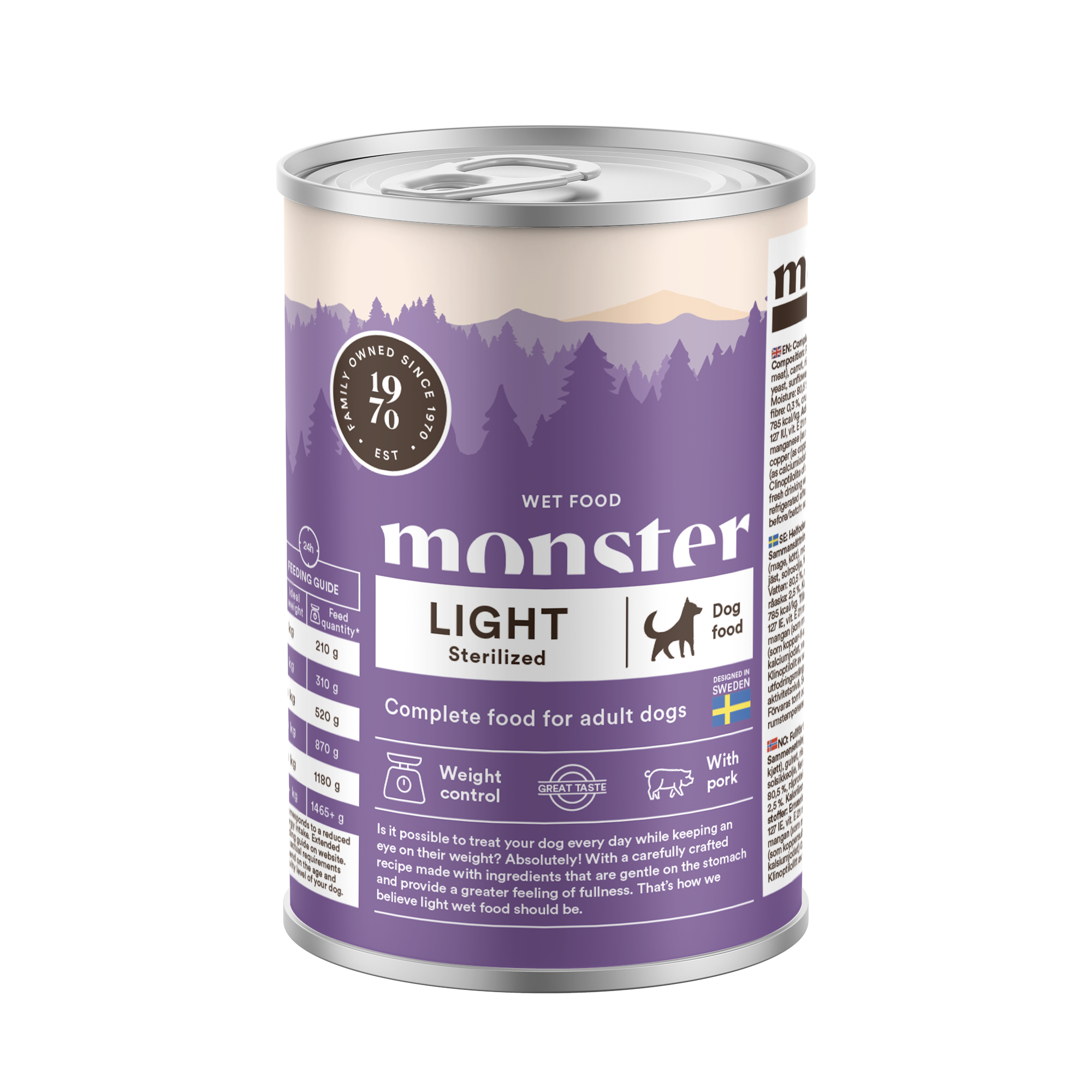 Monster Pet Food Dog Adult Light / Sterilized Can