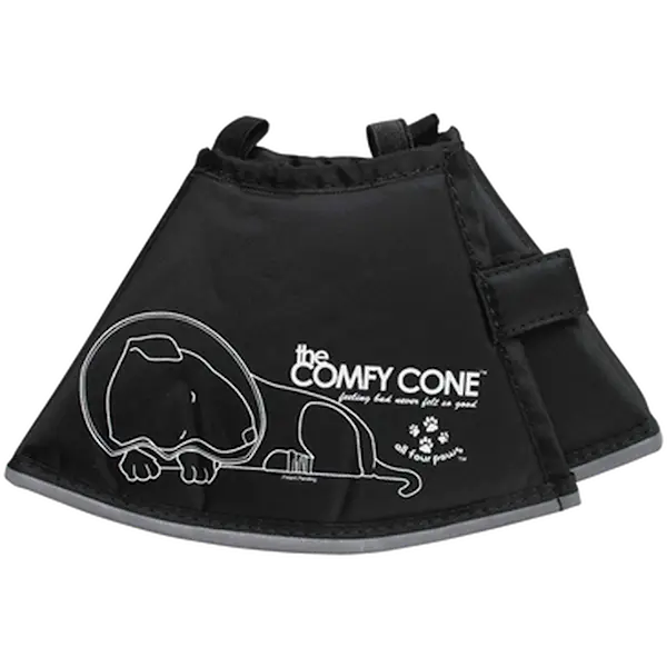 The Comfy Cone Pet Recovery Collar - Xtra Deep Collar Black Small, 20 cm langt, svart
