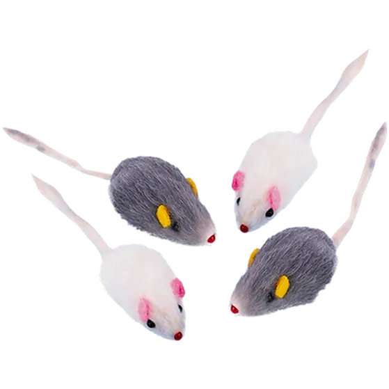 Mice Mice Mice Short Hair Plush Mouse Gray 4-pack, 5 cm