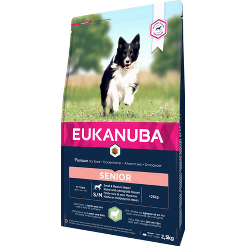 Dog Senior Small/Medium Breed Lamb & Rice 2,5 kg - Hund - Hundmat & hundfoder - Torrfoder för hund - Eukanuba - ZOO.se