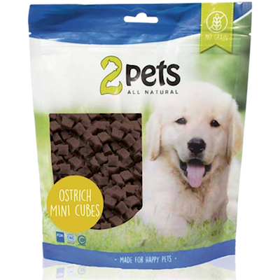 Preview of 2 Pets Dogsnack Ostrich Mini Cubes 100 g