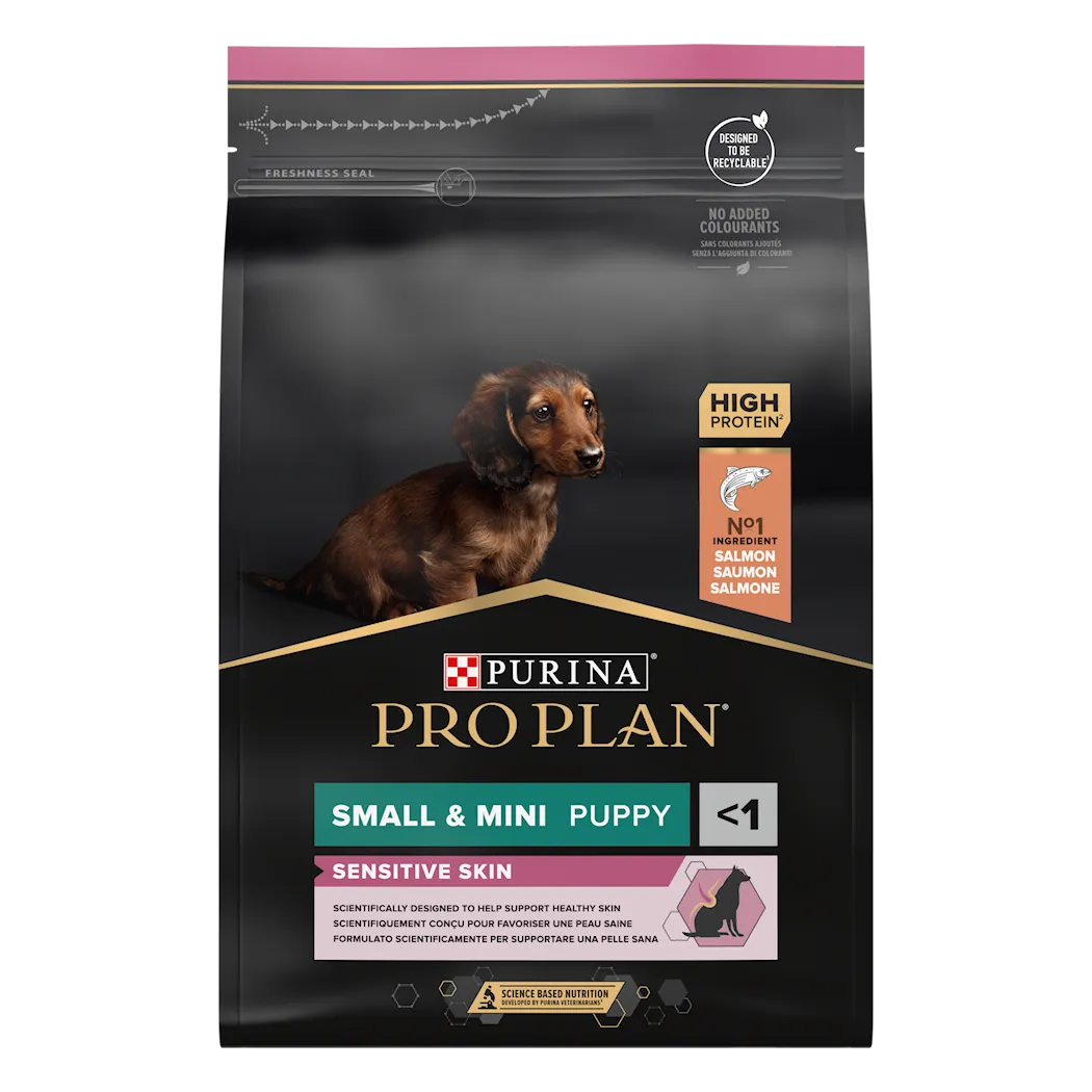 Purina Pro Plan Puppy Sensitive Skin Small & Mini tørrfôr til små og små hunder 3 kg
