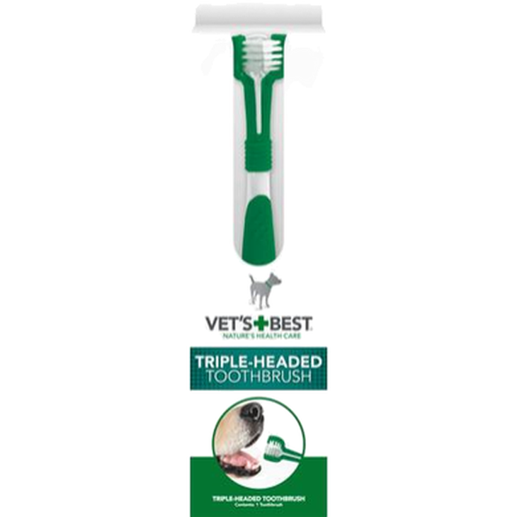 Vet's Best - Triple-Headed Toothbrush 21 cm - Hund - Hundvård & Tillskott - ZOO.se