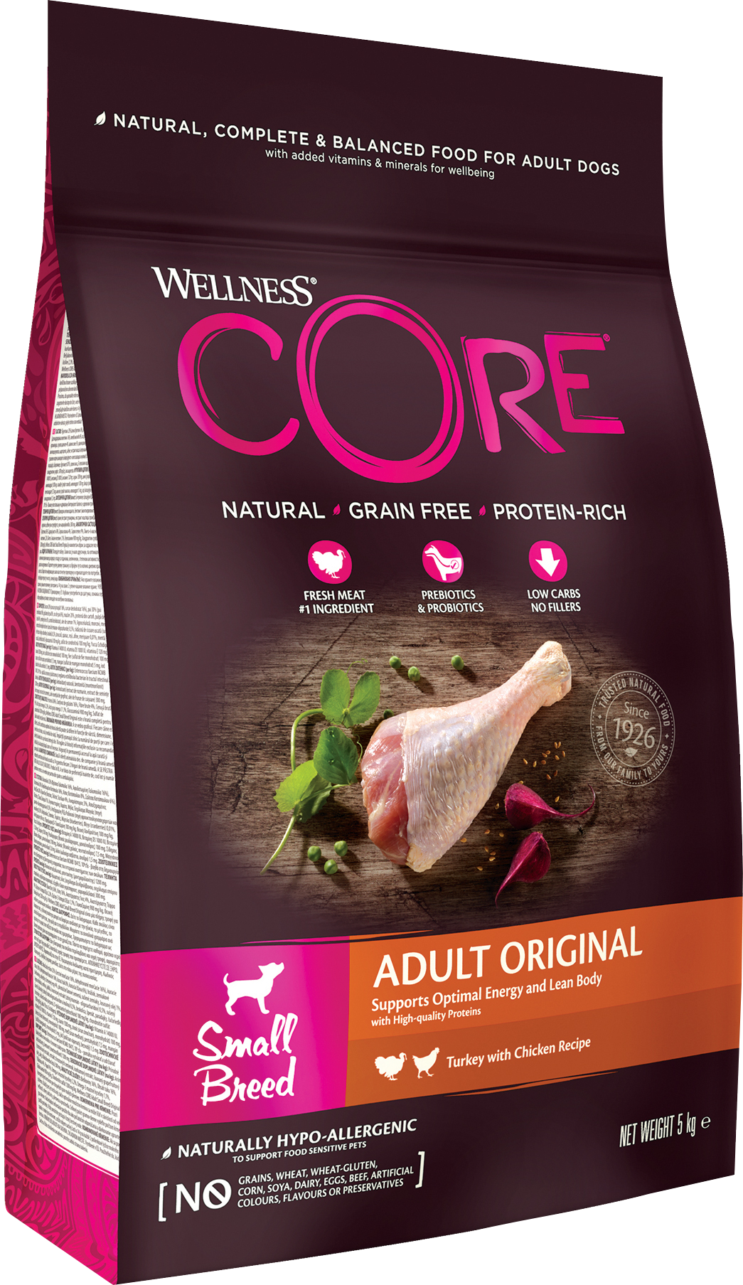 CORE Petfood - Dog Adult Original Small Breed Chicken & Turkey Dry 5 kg - Hund - ZOO.se